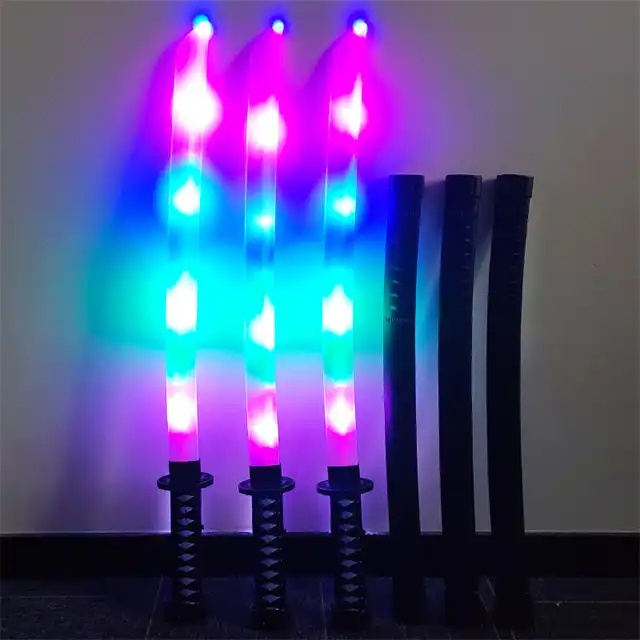 Hot Sale  LED Toys Cool Swords for Kids Deluxe Play Sword LED Inductive Warrior Sword  Plastic Katana