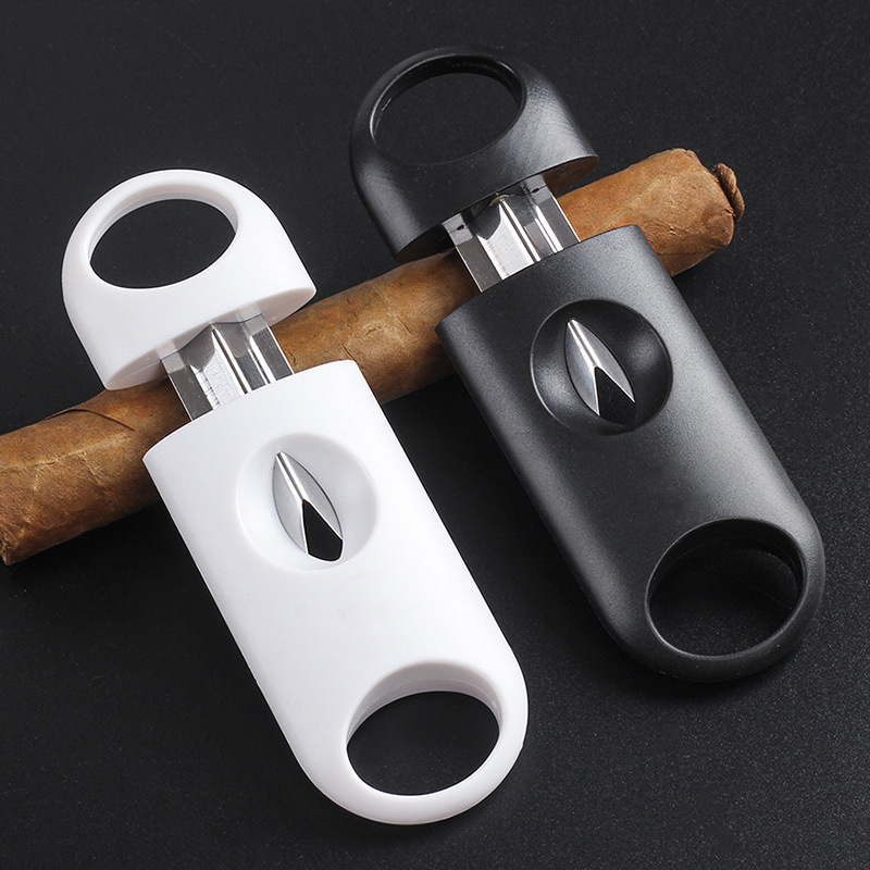 Portable Mini Plastic Stainless Steel V-type Cigar Cutter Tools Cigar Knife