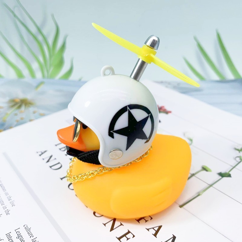 RTS Cute Little Yellow Duck Helmet Propeller Wind breaking breaking Duck Car dashboard decoration Cycling Accessories