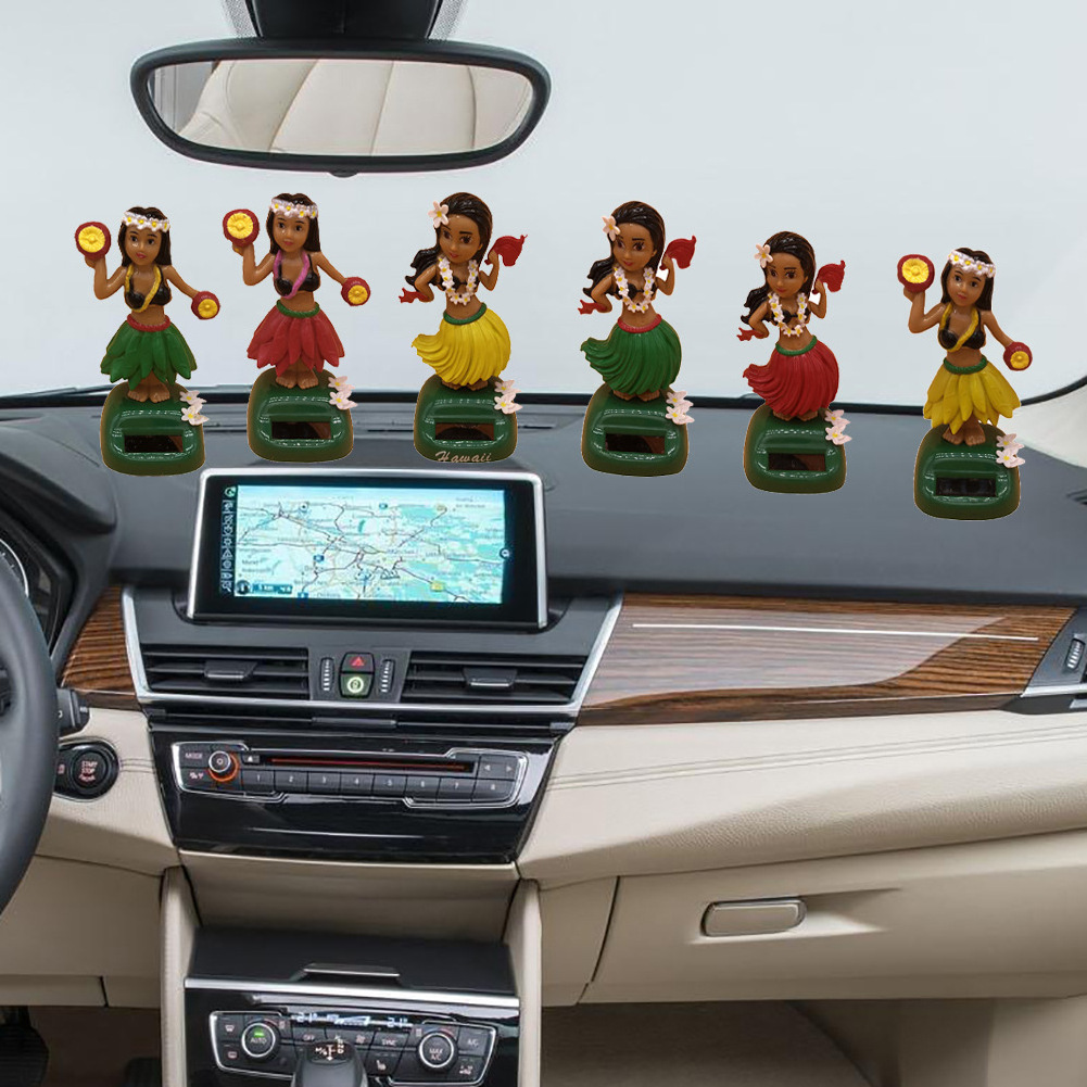 XH Solar energy automatic doll decoration bobble head dancing hula girl for car dashboard