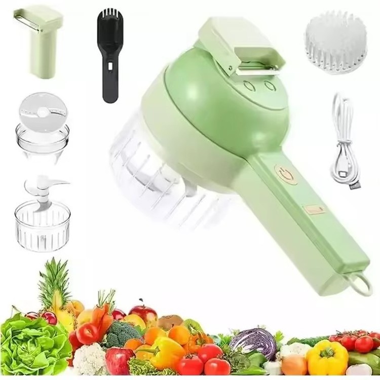 Portable Electric Garlic Vegetable Chopper Handheld 4 In 1 multifunctional vegetable cutter for kitchen accessories