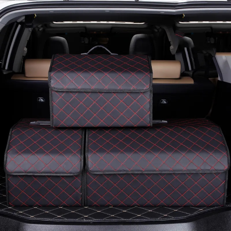 RTS PU Leather Collapsible Detachable Car trunk storage box Multi-function car storage box trunk organizer