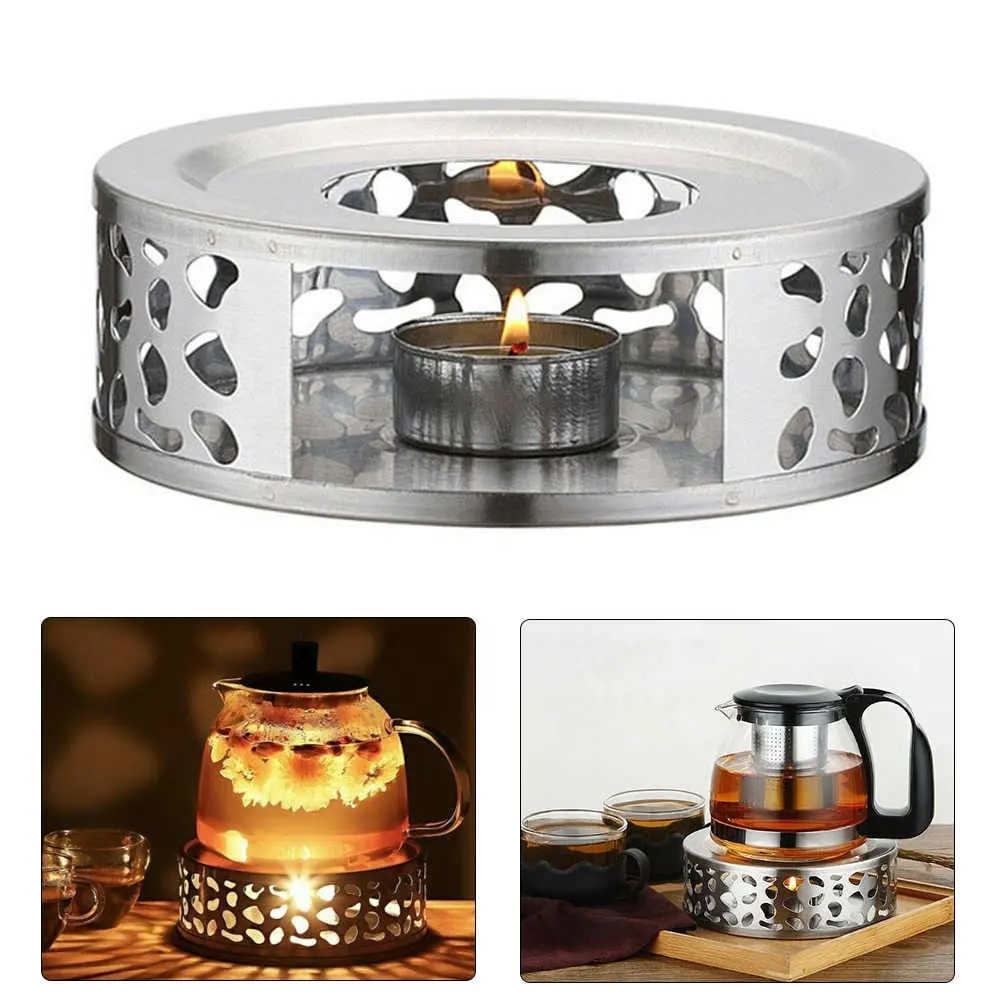 Hot Sale Stainless Steel Coffee Tea Warmer Glass Teapot Heating Stove Metal Teapot Heater with Tealight Holder