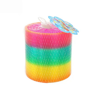 Hot Sale Child Colorful Rainbow Circle Folding Plastic Spring Coil Toy For Children Magic Educational Toys