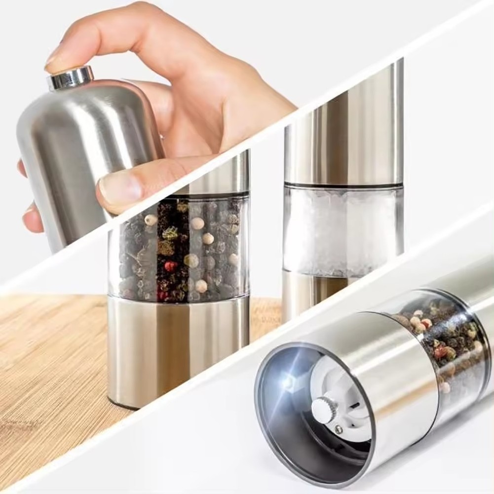 Custom Logo Electric Salt and Pepper Grinder Set Stainless Steel Sea Salt Pepper Mill