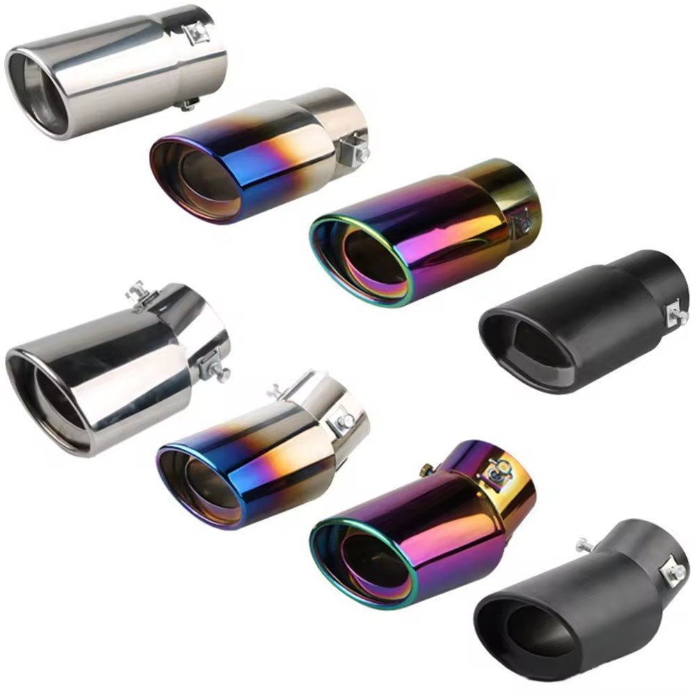 Universal Stainless Steel Car Exhaust Muffler Tail Pipe Car Modification Straight Tail Tip Auto Muffler