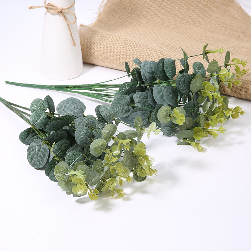 Artificial eucalyptus Eucalyptus Stems Small Eucalyptus Branches Frosted Green Artificial Ornaments  Faux Leaves