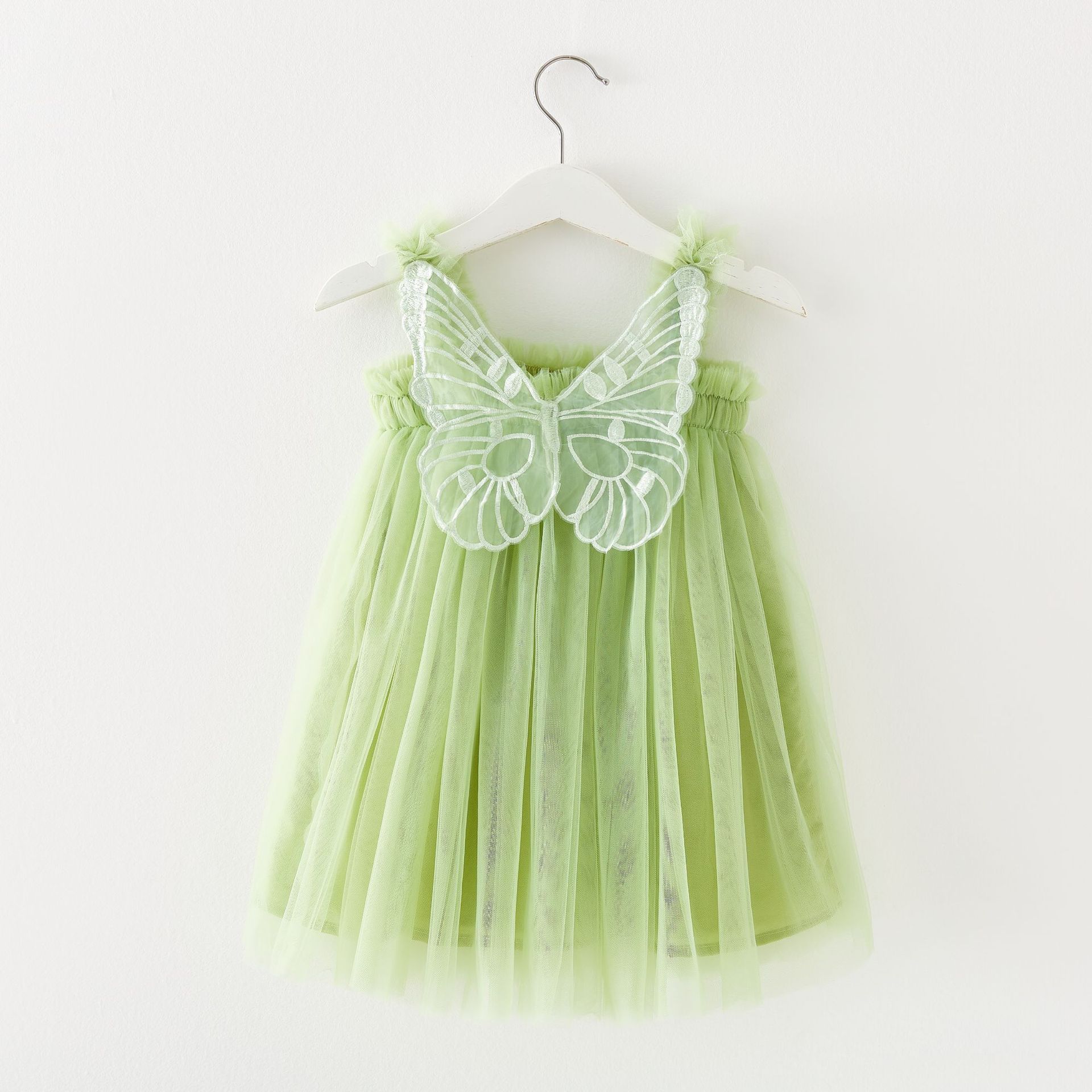 RTS 2024 Summer Girl Princess Dress Baby Butterfly Wing Tulle Lace Fluffy Tutu Dress