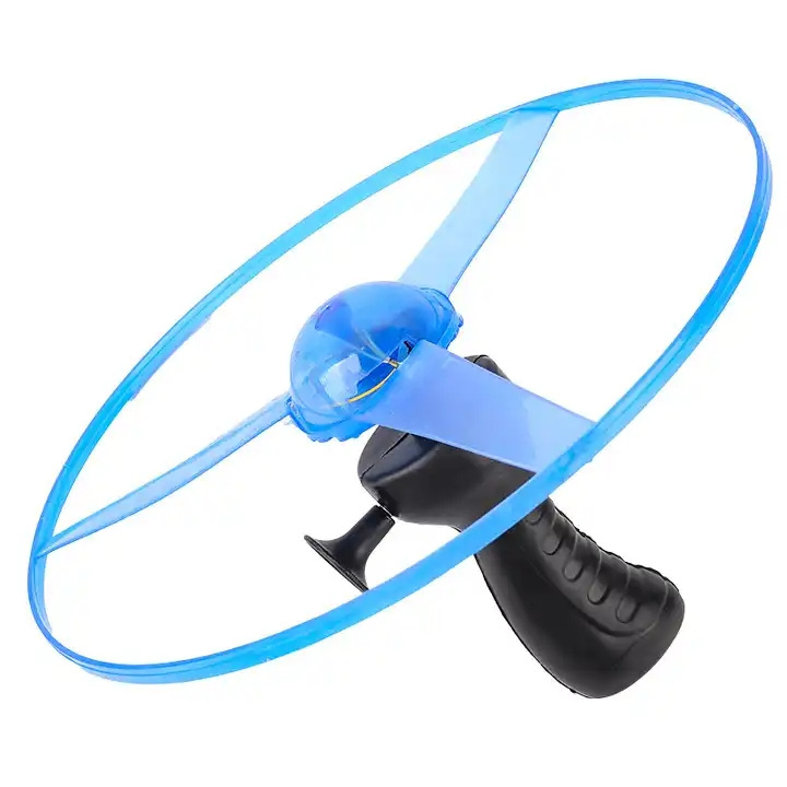 Hot Sale  led Plastic Hand Push Rotating Flying Saucer Toy Children's toy colorful glowing saucer flying