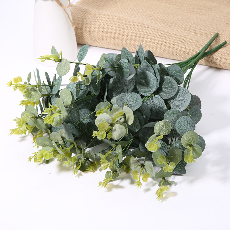 Artificial eucalyptus Eucalyptus Stems Small Eucalyptus Branches Frosted Green Artificial Ornaments  Faux Leaves