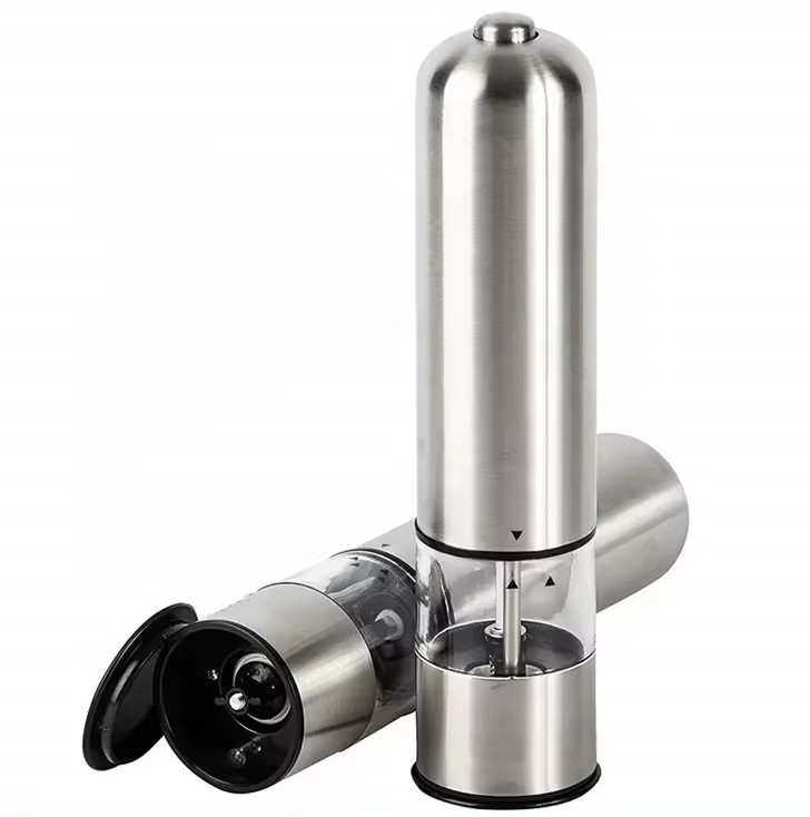 Custom Logo Electric Salt and Pepper Grinder Set Stainless Steel Sea Salt Pepper Mill