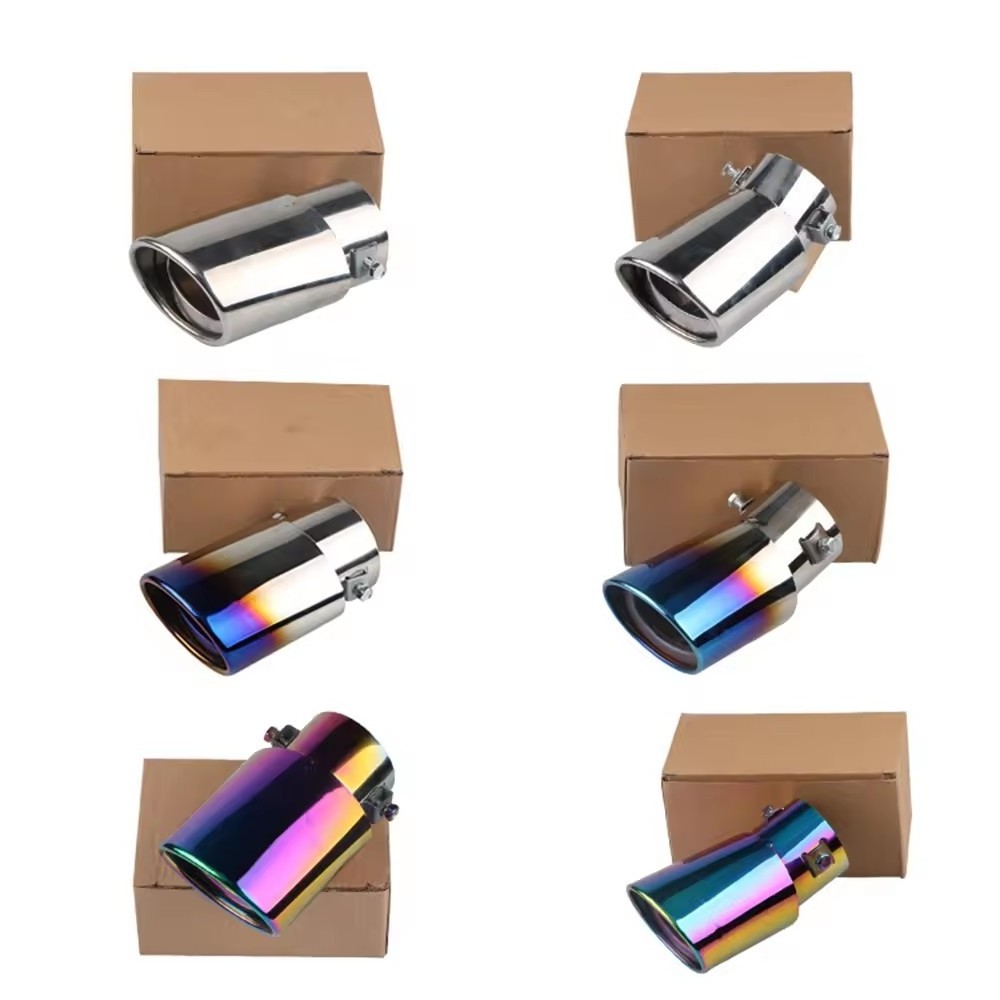 Universal Stainless Steel Car Exhaust Muffler Tail Pipe Car Modification Straight Tail Tip Auto Muffler