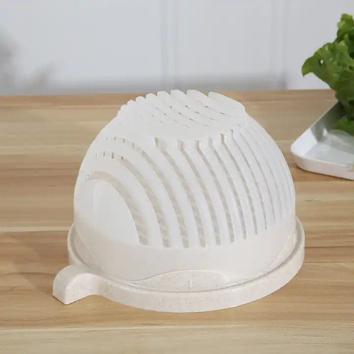 XH  Vegetable Cutter With Lid Fast Fruit Vegetable Salad Chopper Slicer Serving Salad Cutter Bowl