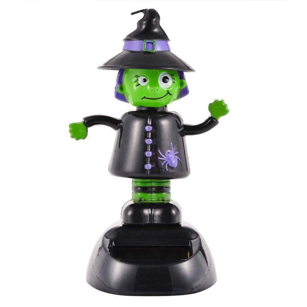 XH Hot Sale Decoration Funny Halloween Solar  Shake Head Doll Toys Gift For Children