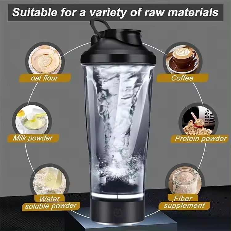 600ml BPA Free Electric Protein Shaker Bottle 24 oz USB Rechargeable Juice kitchen food processor