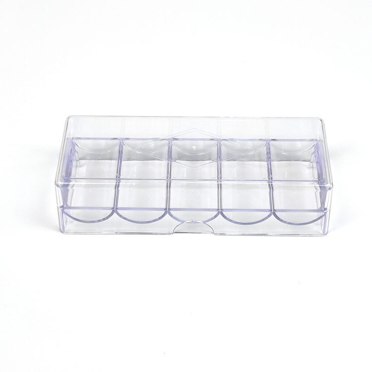 Professional Casino Game Accessory Transparent Poker Chip Tray 5 Rows/100 Chips Container Holder Storage Case