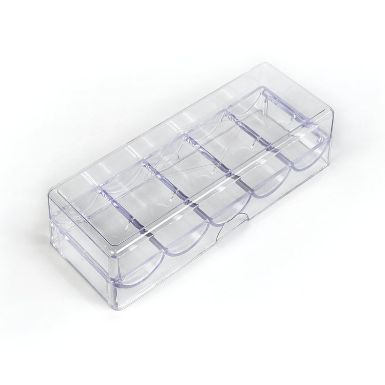 Professional Casino Game Accessory Transparent Poker Chip Tray 5 Rows/100 Chips Container Holder Storage Case