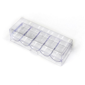 Professional Casino Game Accessory Transparent Poker Chip Tray 5 Rows/100 Chips Container Holder Storage Case