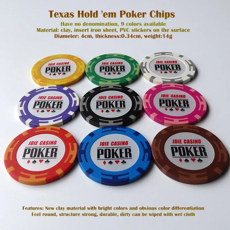 Poker Chips in Clay Casino Coins 40mm 9 colors available No denomination chips Texas Hold'em Game token