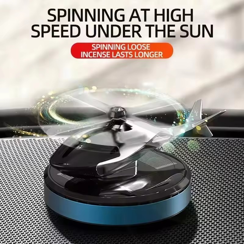 YDM Car Air Freshener Helicopter Solar Rotating Aircraft Auto Perfume Aromatherapy Car Interior