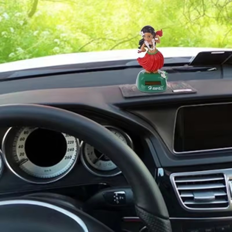 RTS YDM Solar energy automatic doll decoration bobble head dancing hula girl for car dashboard