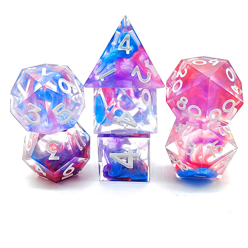 2024 Polyhedron Resin Dice Transparent Core Wrapped Gold Powder Filled Dice