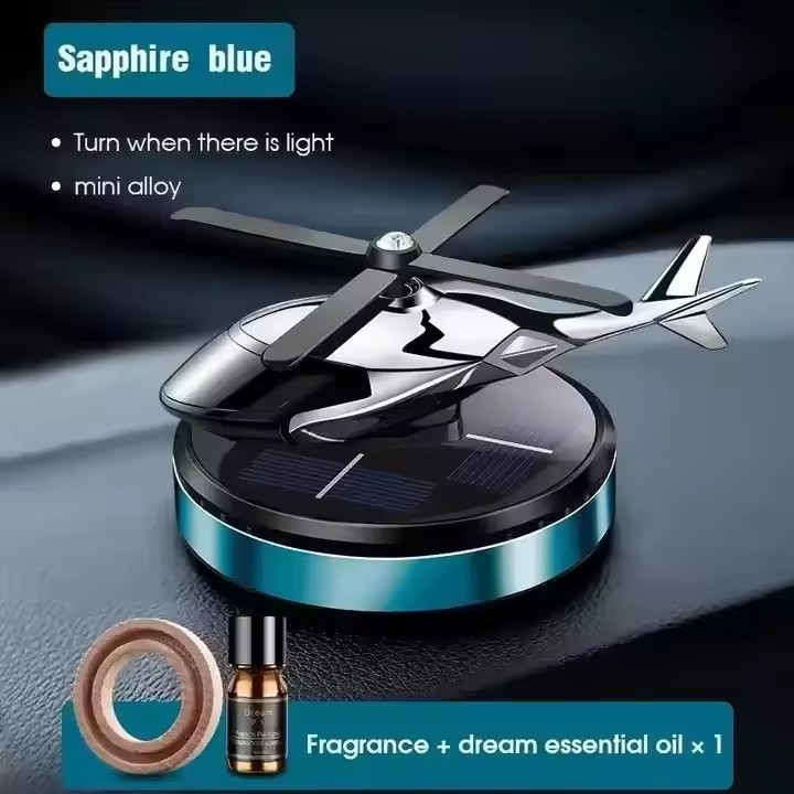 YDM Car Air Freshener Helicopter Solar Rotating Aircraft Auto Perfume Aromatherapy Car Interior