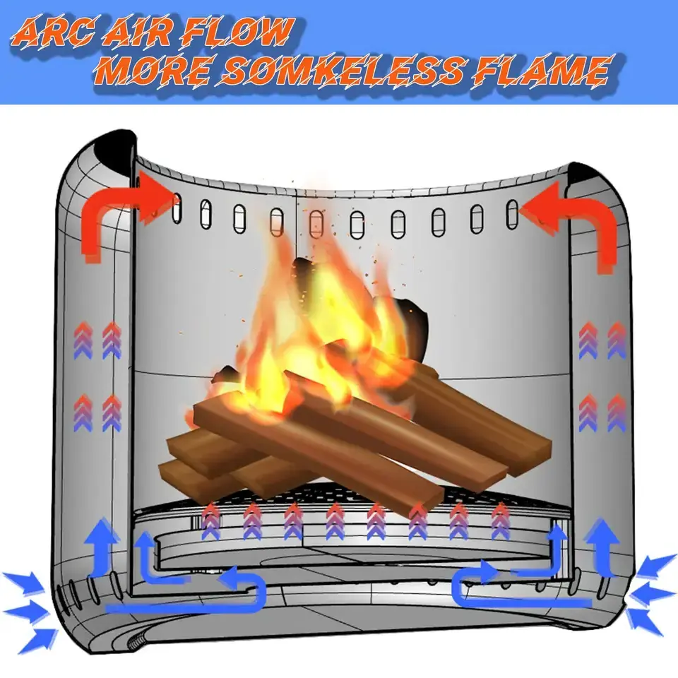 Portable 304 Stainless Steel Wood Burning Bonfire Fire Pits for Outside Patio Backyard Camping Stove Outdoor Smokeless Fire Pit