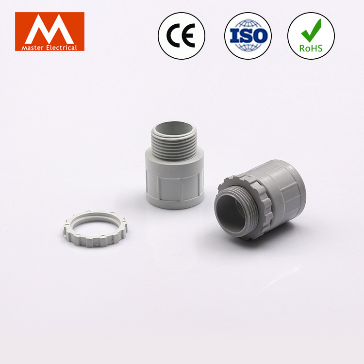 PVC Flexible Conduit Adaptor Factory Supply Plastic Conduit Male Bush 20mm 25mm 32mm 40mm PVC Male Adaptor