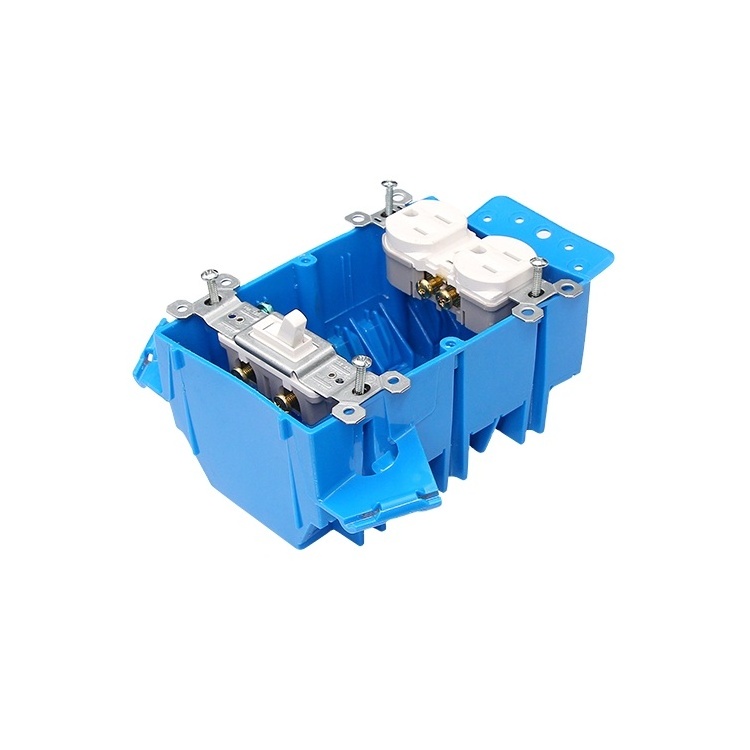 US Standard Receptacle Box 2 Gang  PVC Flexible Conduit 18 cu inch Blue Box American Standard  Outlet Box