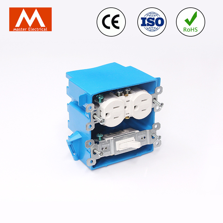 US Standard Receptacle Box 2 Gang  PVC Flexible Conduit 18 cu inch Blue Box American Standard  Outlet Box