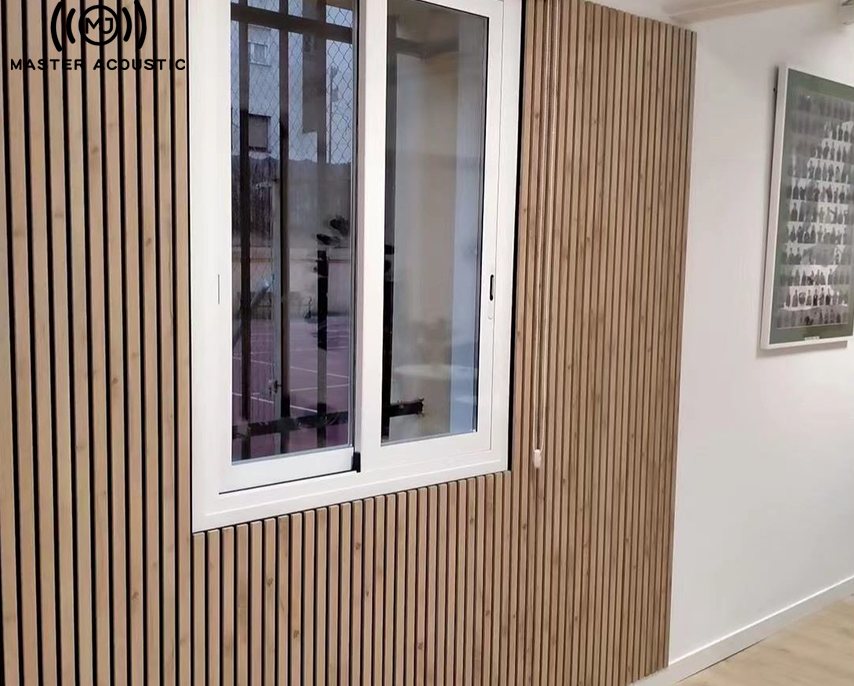 Master acoustic Modern Acoustic Akupanel Sound Absorption Proofing Wooden Design Wood Slat Polyester Fiber Wall Panel