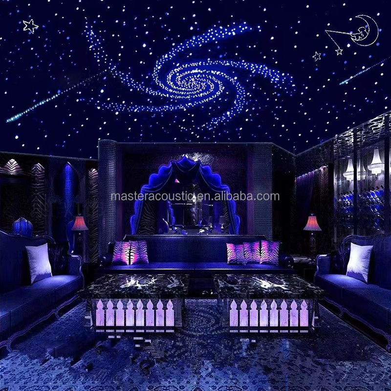 Master acoustic sky light PET painting polyester sound absorbing starry night led Optical fiber ceiling acoustic panels light