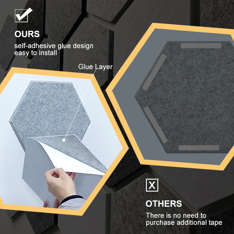 MASTER ACOUSTIC sound proof material Hexagonal polyester fiber panel, acoustic panel, self-adhesive wall decoration