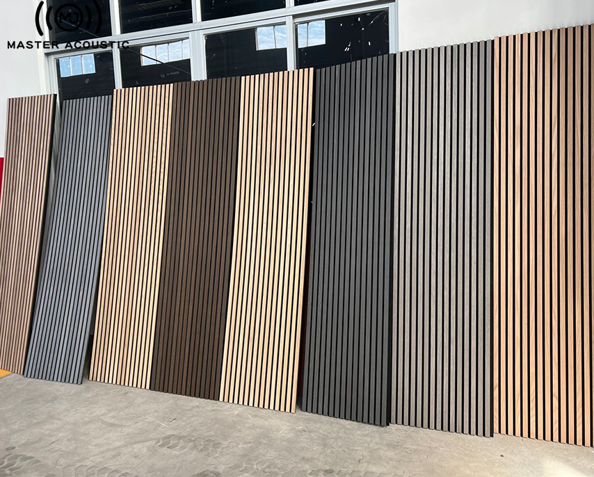 Master acoustic Modern Acoustic Akupanel Sound Absorption Proofing Wooden Design Wood Slat Polyester Fiber Wall Panel