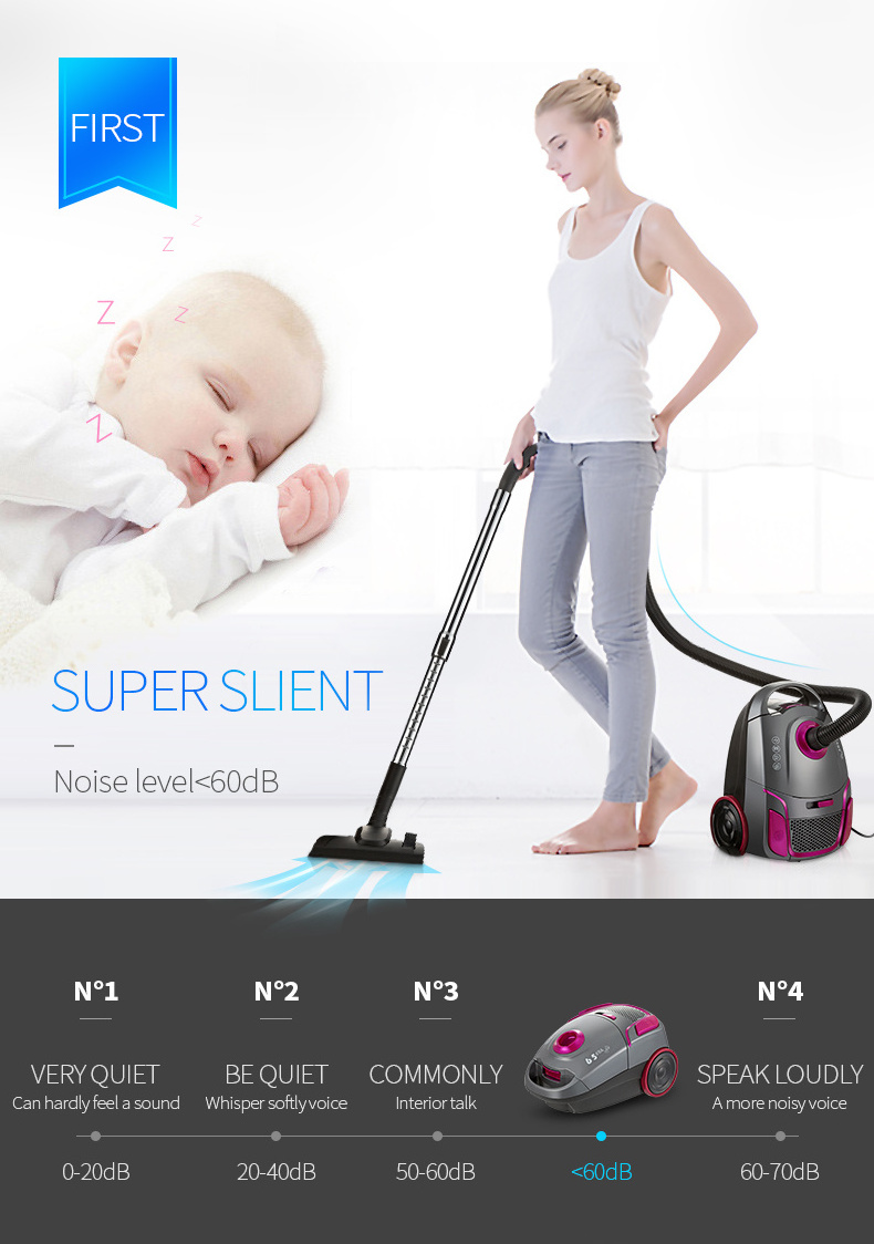 high power big suction hepa bagged vacuum cleaner