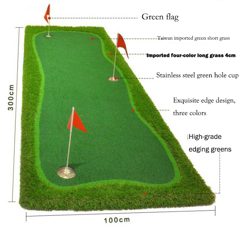 Factory Direct Golf putting mat 1*3m Golf green Customized artificial grass with 3pcs hole