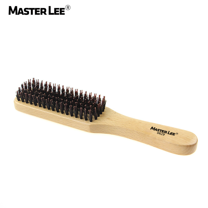 Masterlee Wholesale natural wooden brush Black boar Bristle Hair Brush men's oil brush