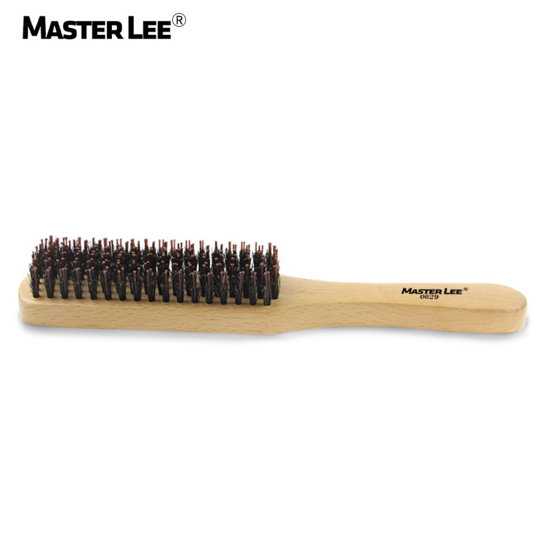 Masterlee Wholesale natural wooden brush Black boar Bristle Hair Brush men's oil brush