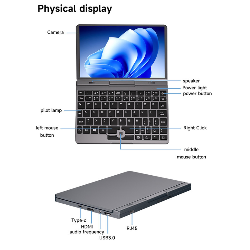 OEM 12GB 16GB RAM Mini Touch Screen Notebook Custom New Small Laptops Portable Laptop 8 Inch Mini Pocket Laptop Tablet