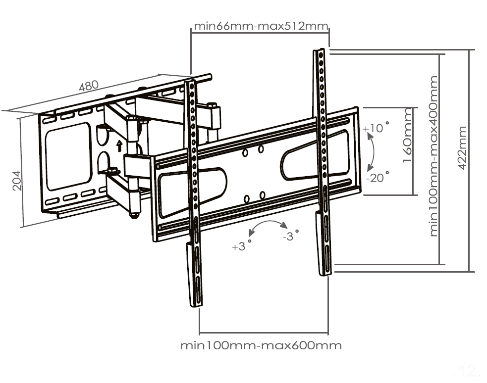 Good Selling Full Motion TV Bracket For Most 36