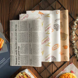 food grade waxed paper oil proof custom logo printed grease proof food wrapping wax paper