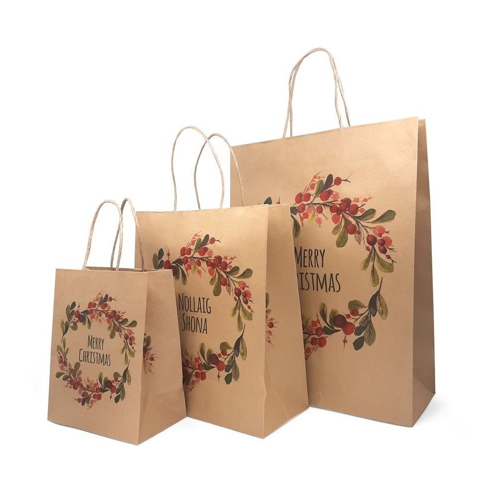 Custom Logo Perfume Cosmetics White Black Green Red Pink Gift Kraft Paper Bag High Quality Printing Sac Cra Brown Thank You Bag