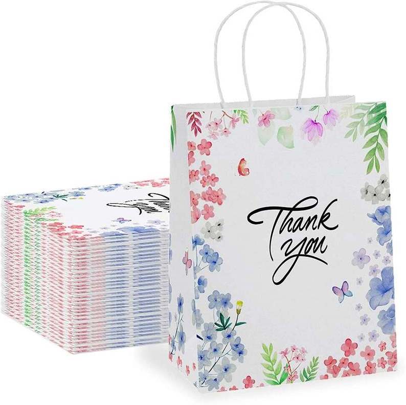 Custom Logo Perfume Cosmetics White Black Green Red Pink Gift Kraft Paper Bag High Quality Printing Sac Cra Brown Thank You Bag