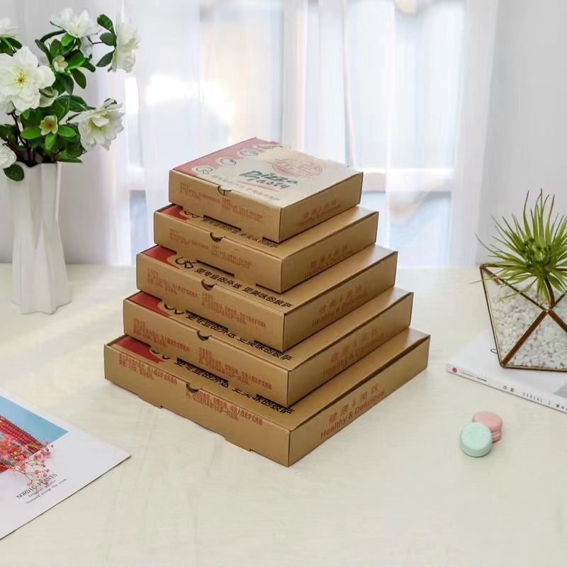 Custom Printed eco friendly wholesale cheap Kraft Corrugated Paper Burger Pizza Boxes With Logo