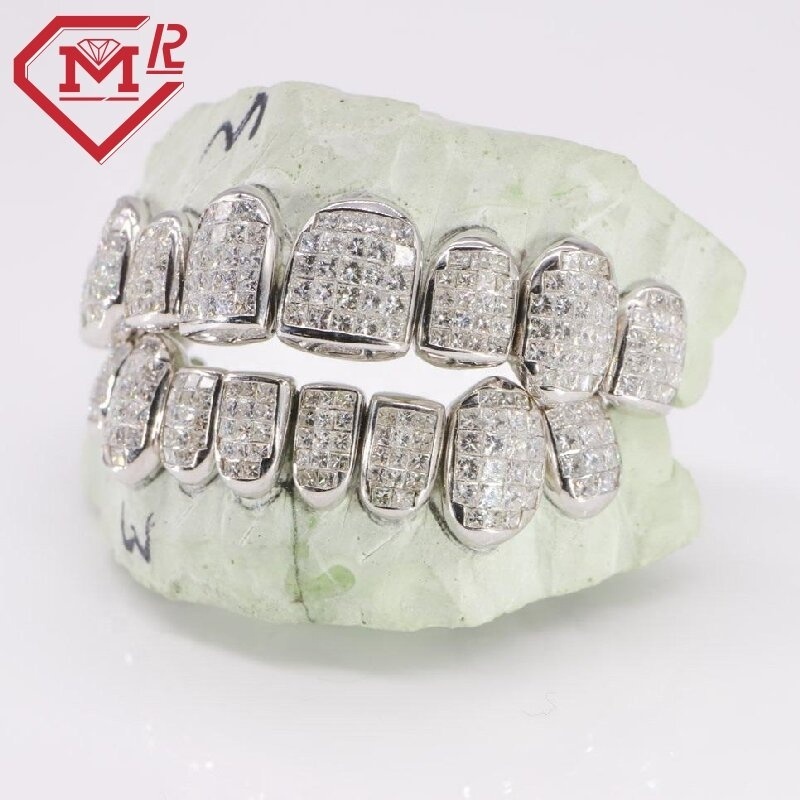 Luxury Custom Invisible Setting Diamond Grillz Moissanite Hip Hop Iced out Teeth Grillz