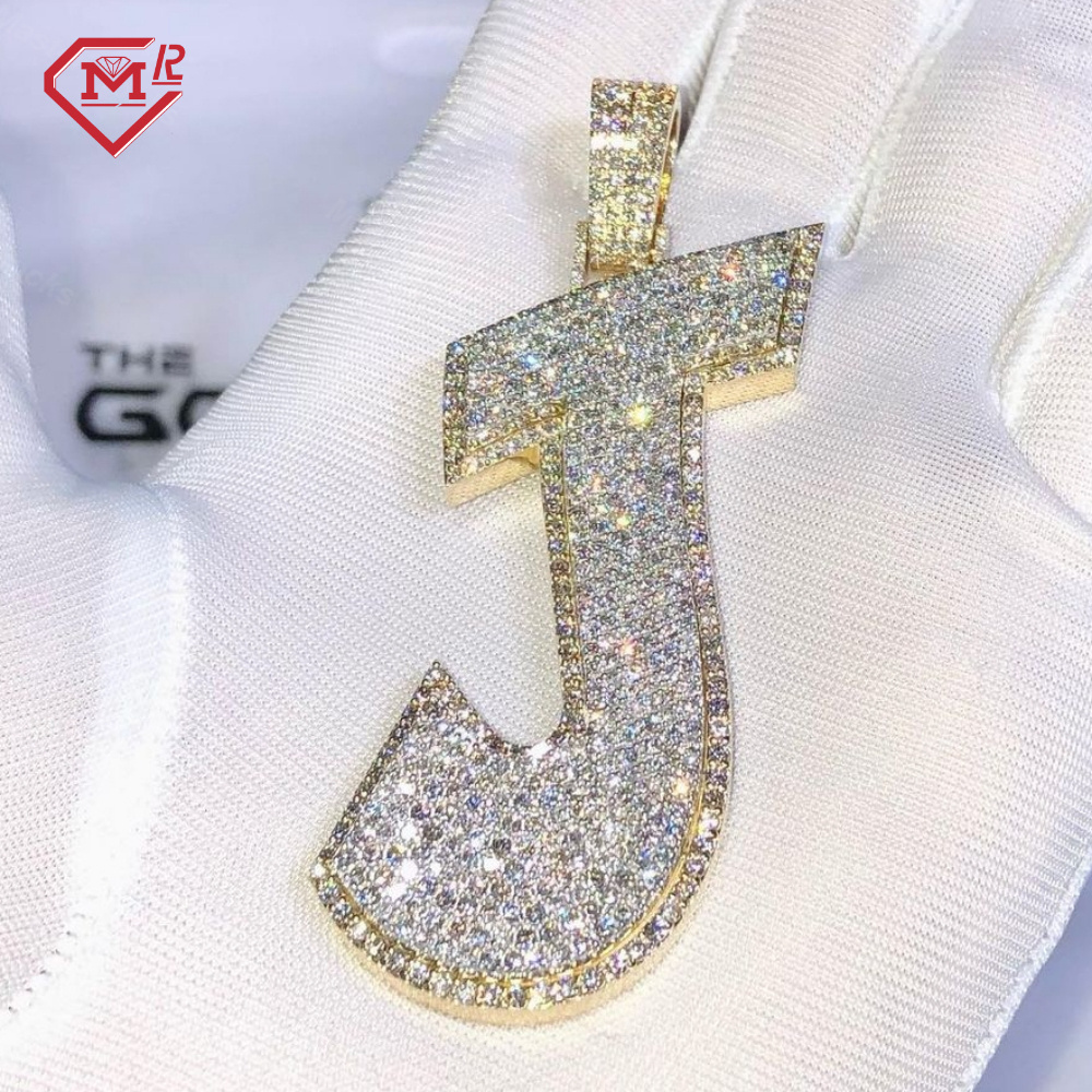 Hiphop Custom Moissanite Pendant Made Crown Initial Letter 925 Sterling Sliver Pass Tester Diamond Vvs Moissanite Pendant