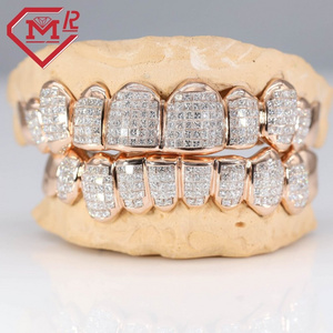 Luxury Custom Invisible Setting Diamond Grillz Moissanite Hip Hop Iced out Teeth Grillz