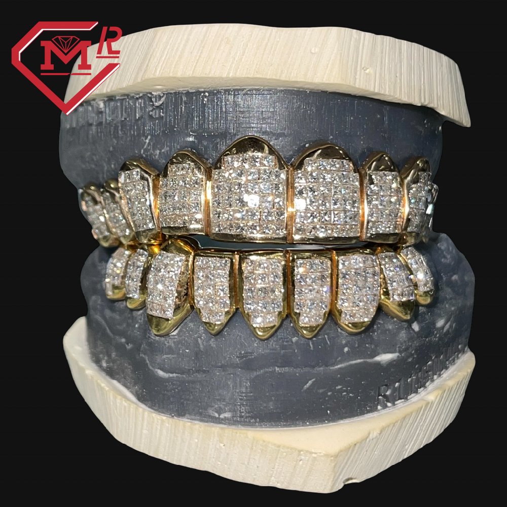 Luxury Custom Invisible Setting Diamond Grillz Moissanite Hip Hop Iced out Teeth Grillz