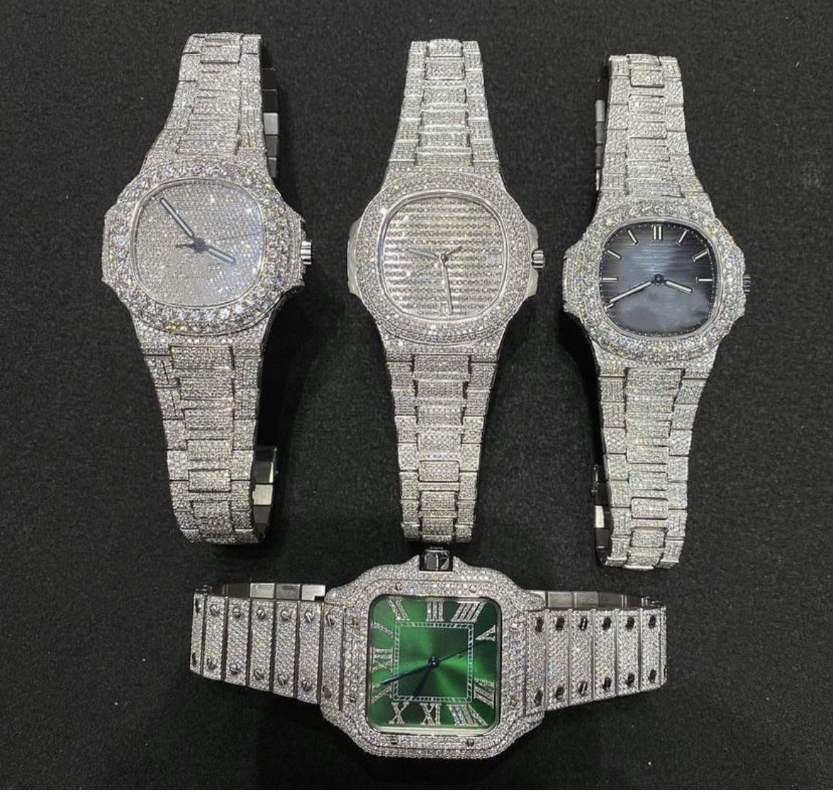 Rappers VVS Diamond Wrist Watch Hip Hop Iced Out Moissanite Watch For Men